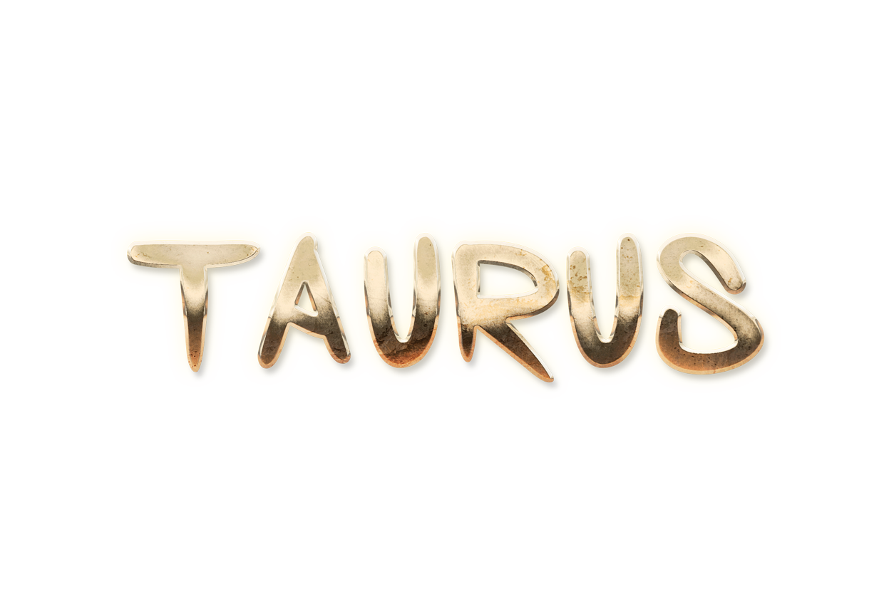 zodiac sign word TAURUS golden text typography PNG images free